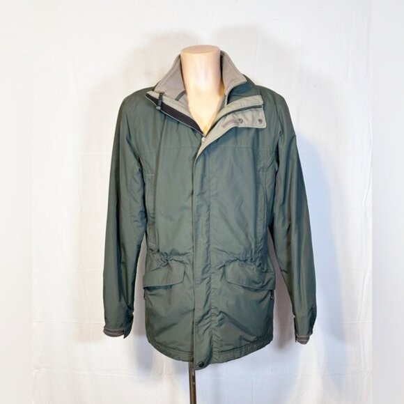 Vintage LL Bean Mens Green Drawstring Zip Out Fleece Lined Parka Coat~S~ - Picture 1 of 8